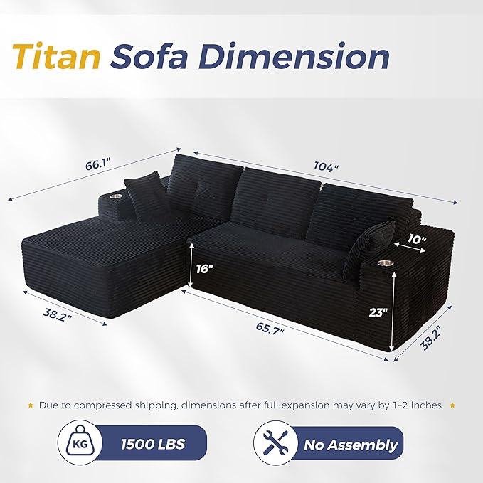 MAXYOYO 104" Modular Sectional Couch
