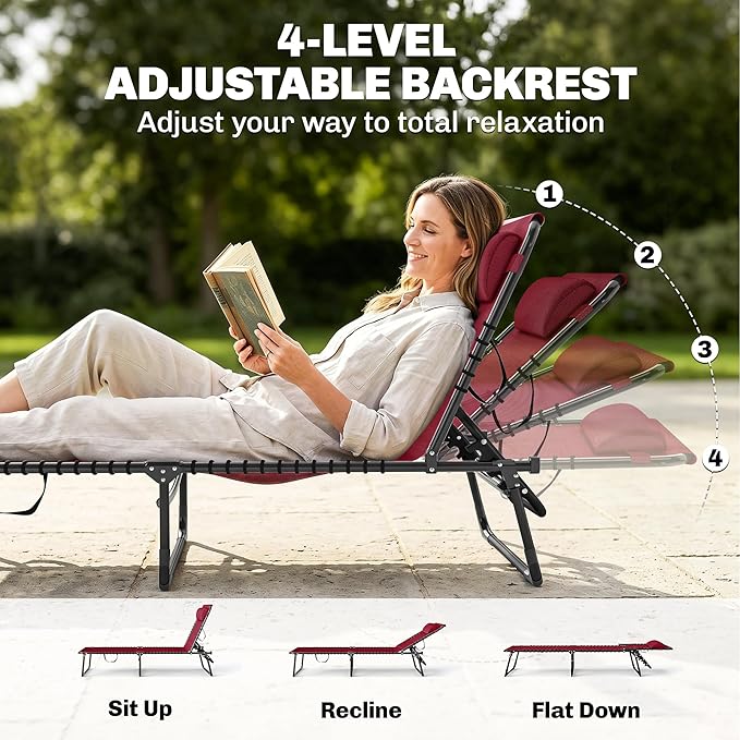Outsunny Folding Chaise Lounge Chair, Patio Sun Tanning Chair, Outdoor Chaise