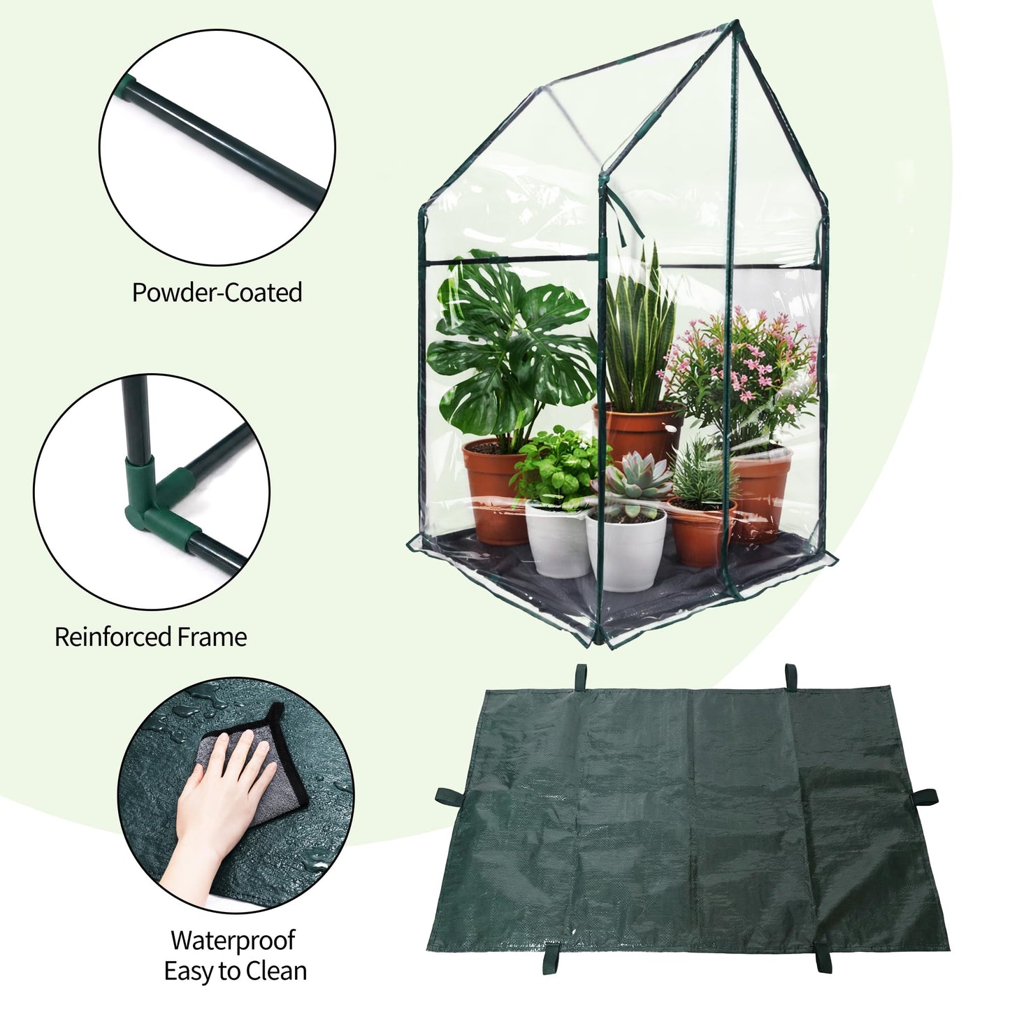 PROWORX Mini Greenhouse 36"x36"x58.5" Plant Cover Tent Seed Starting Waterproof Floor Mat Small Plant Tent for Use on Patio Balcony Porch & Indoors/Outdoors