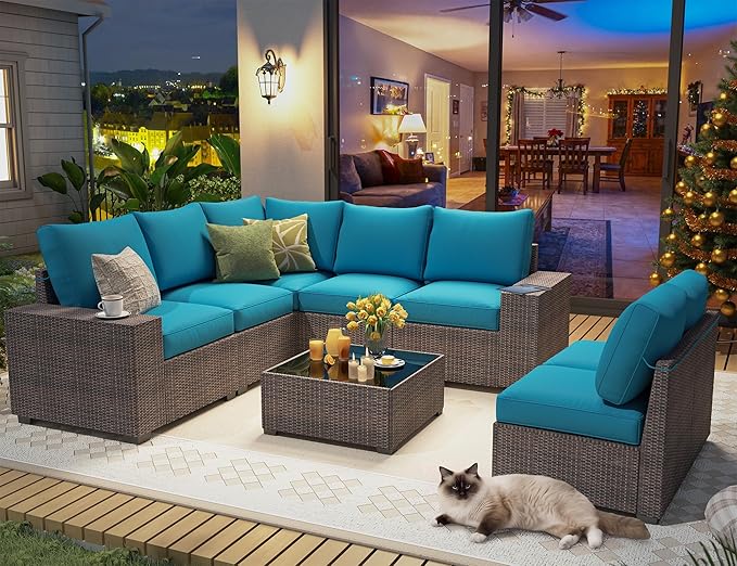 olimix 8 Piece Outdoor Patio Furniture Set, Outdoor Sectional Furniture