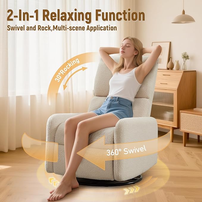 Korser 360° Rocking Chair, Nursery Rocker Chair