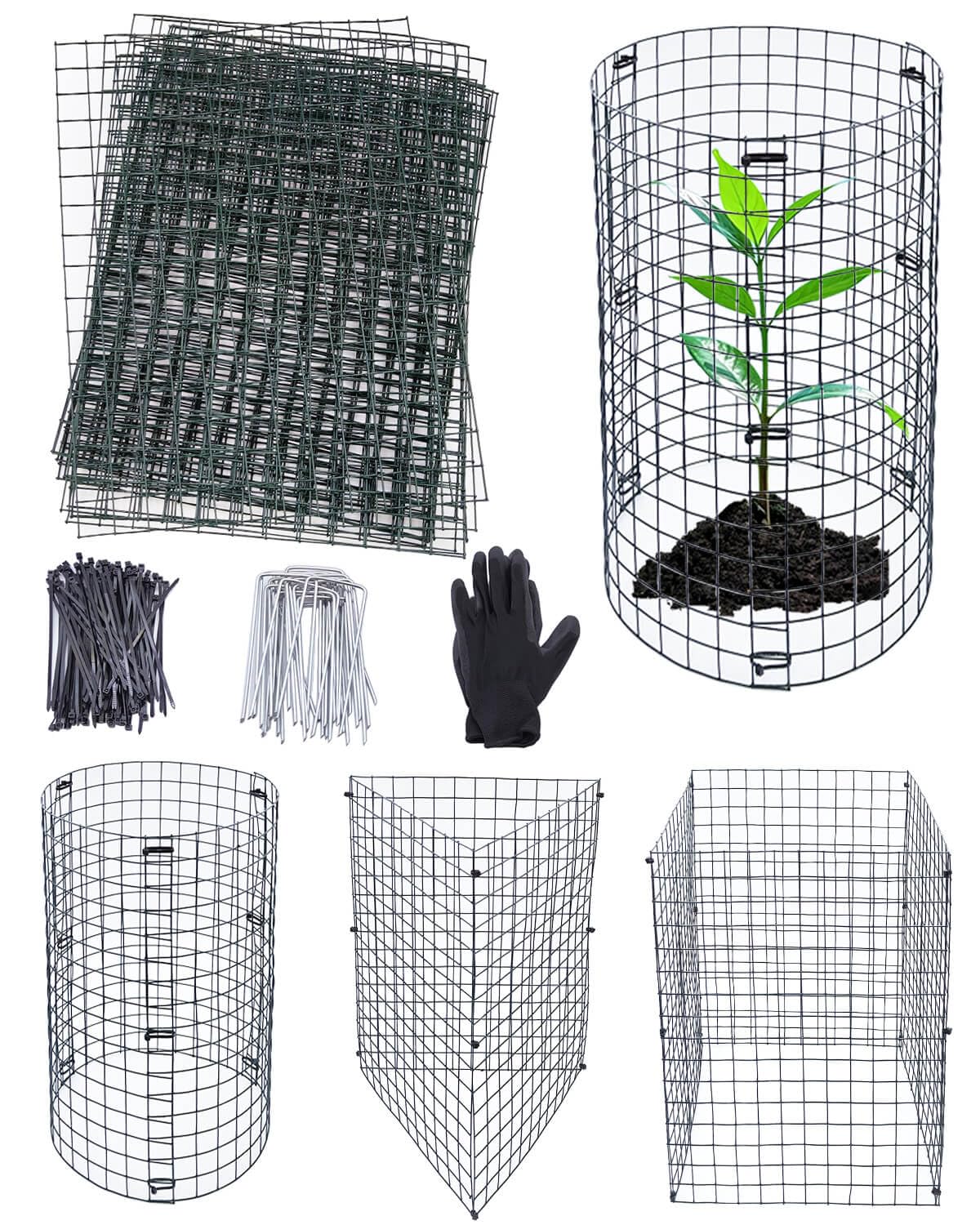24Pcs Plant Protectors from Animals - Plant Cages for Outdoor Plants 11.8"x15.8" Metal Mesh Garden Protector for Flowers, Vegetables, to Stop Rabbits, Chickens and Squirrels