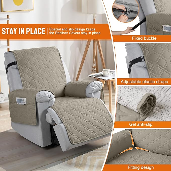 VANSOFY 100% Waterproof Recliner Chair Covers, Recliner Cover Non-Slip Dog