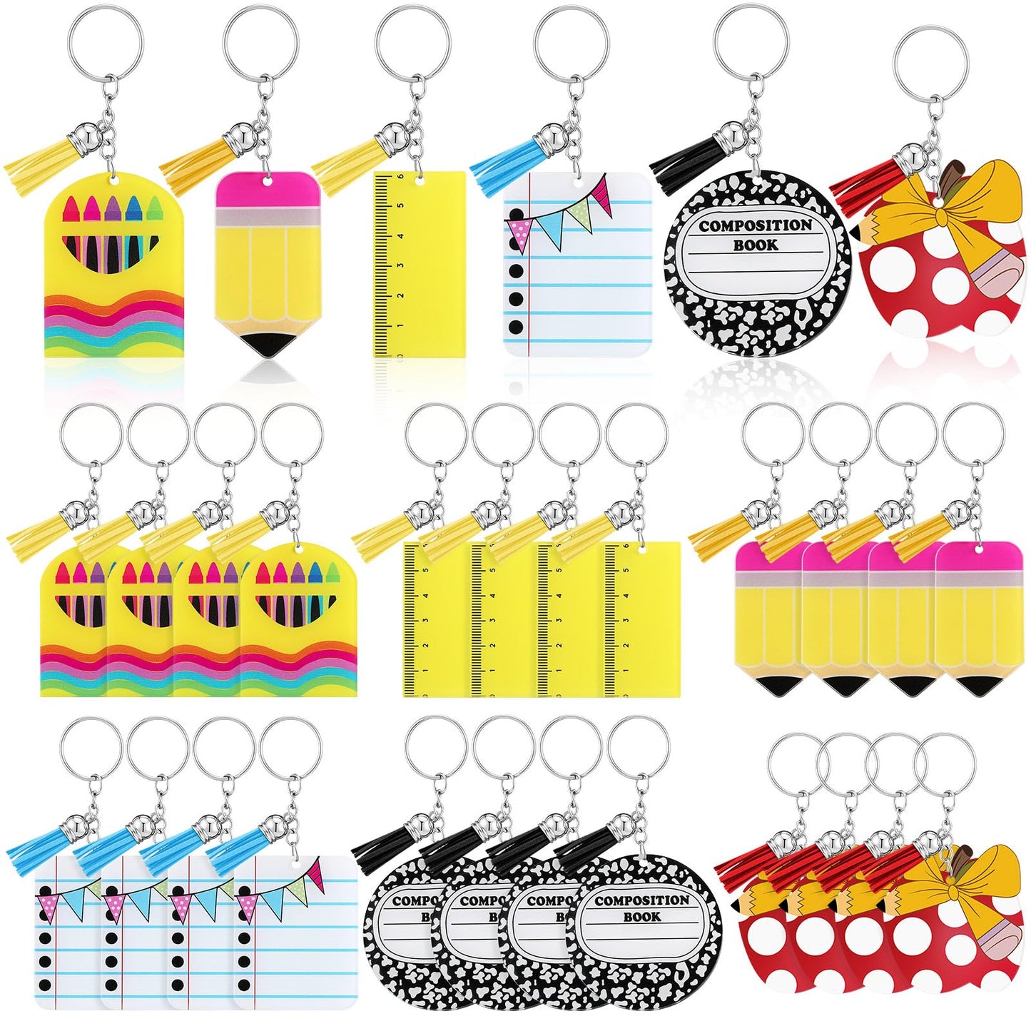 Sureio 30 Pcs Back to School Teacher Appreciation Gift Bulk Mini Notebook Keychain Gifts Bulk Note Book Bundle for Preschool(Combination Style)