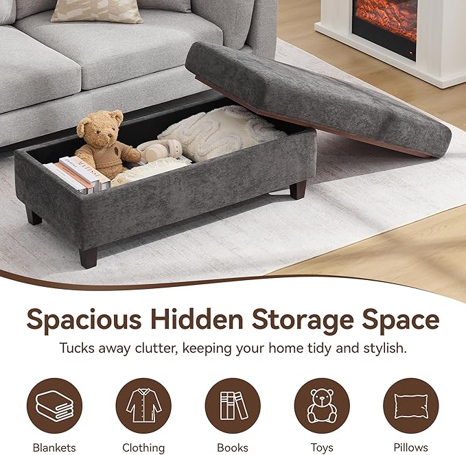 45 Inch Large Storage Ottoman Bench
