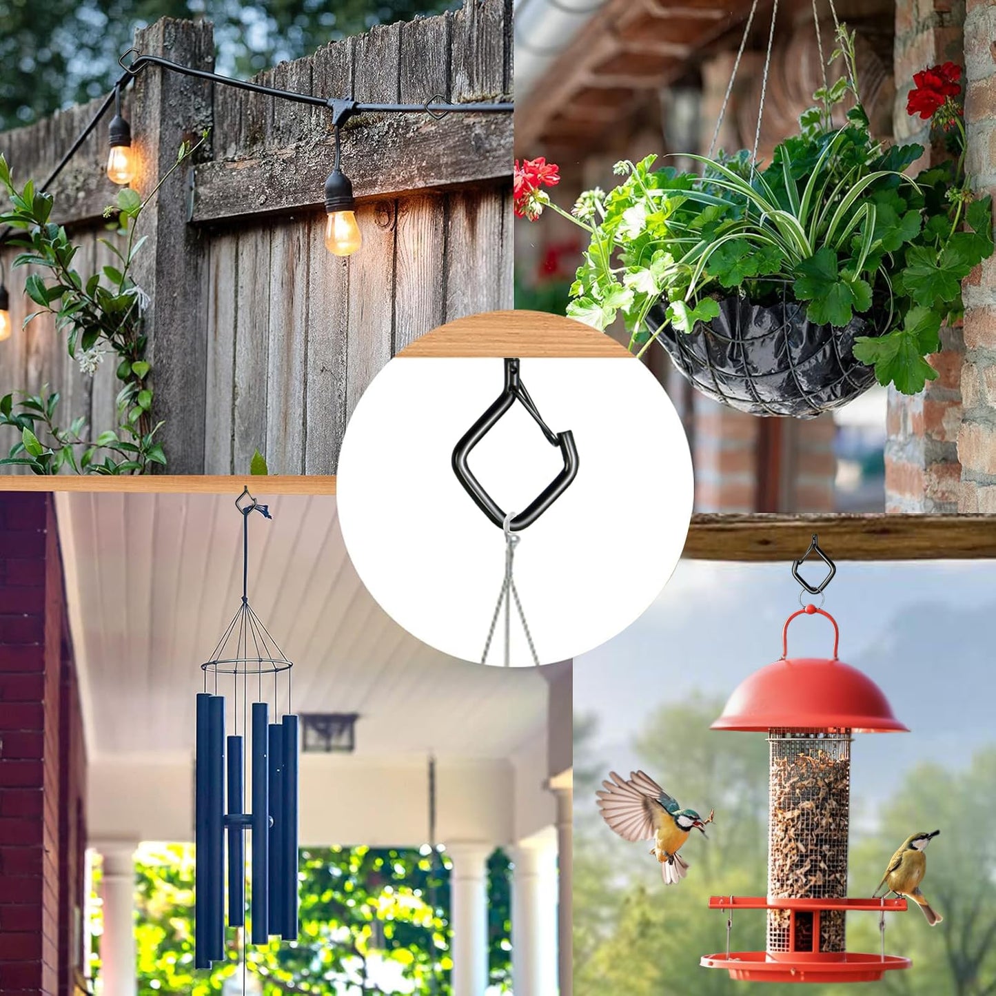 Viweolm 60 Pcs Black Eye Hooks Screw Heavy Duty,Ceiling Hooks for Hanging Plants,String Lights,Cup,Wind Chime,Bird Feeders. Plant Hanger Indoor&Outdoor