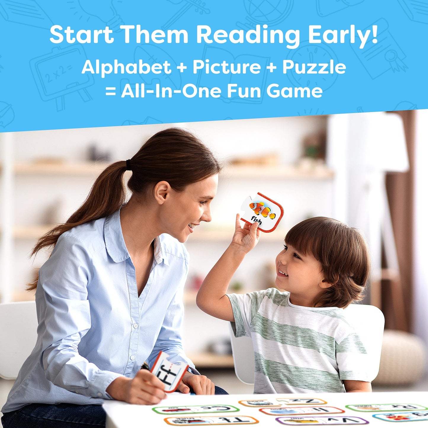 Alphabet Puzzle Games for Kindergarten - 26 Pairs Self-Correcting ABC Puzzle Alphabet Matching Game - ABC Learning for Toddlers Letters Matching Game - Preschool Educational Learning Toys Activities