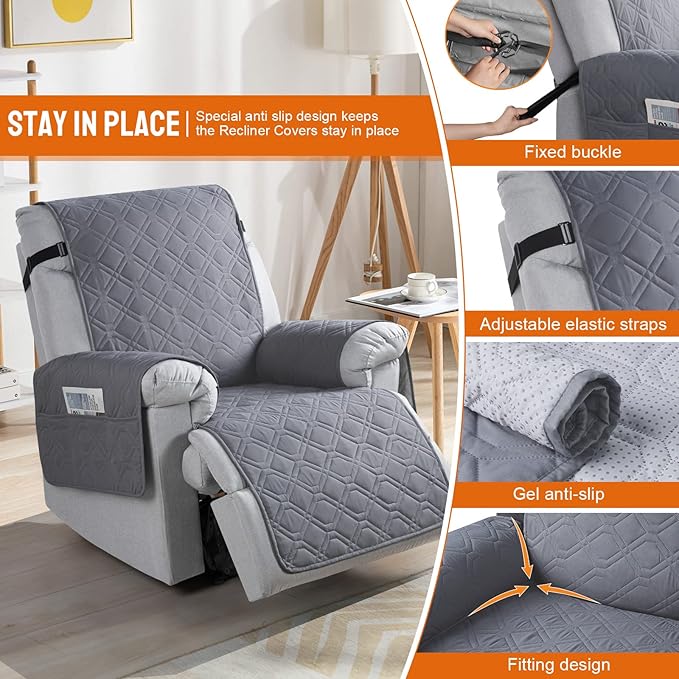 VANSOFY 100% Waterproof Recliner Chair Covers, Recliner Cover Non-Slip Dog