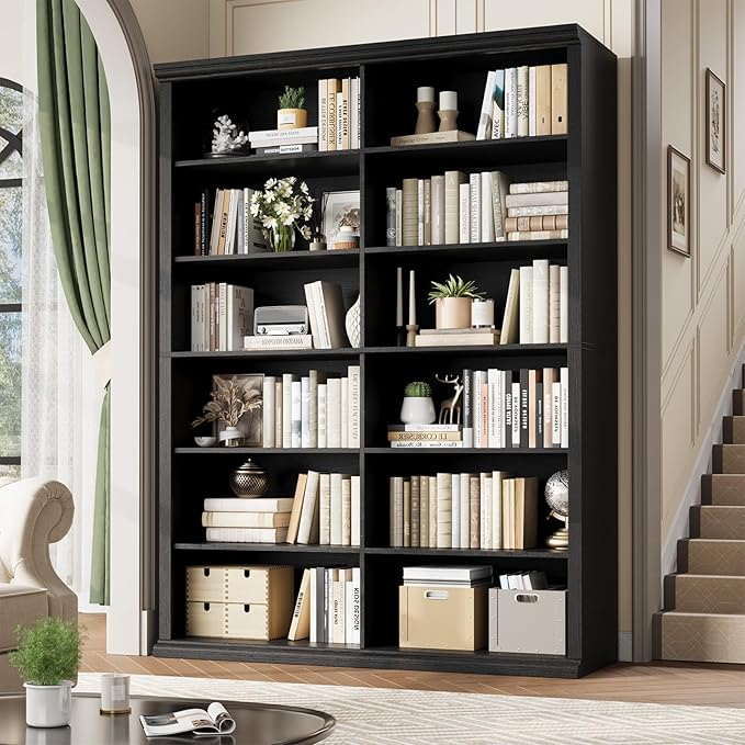 Rresyet 71.8" L *47.2“W Wooden Bookcase and Bookshelf – Extra Large Bookshelf