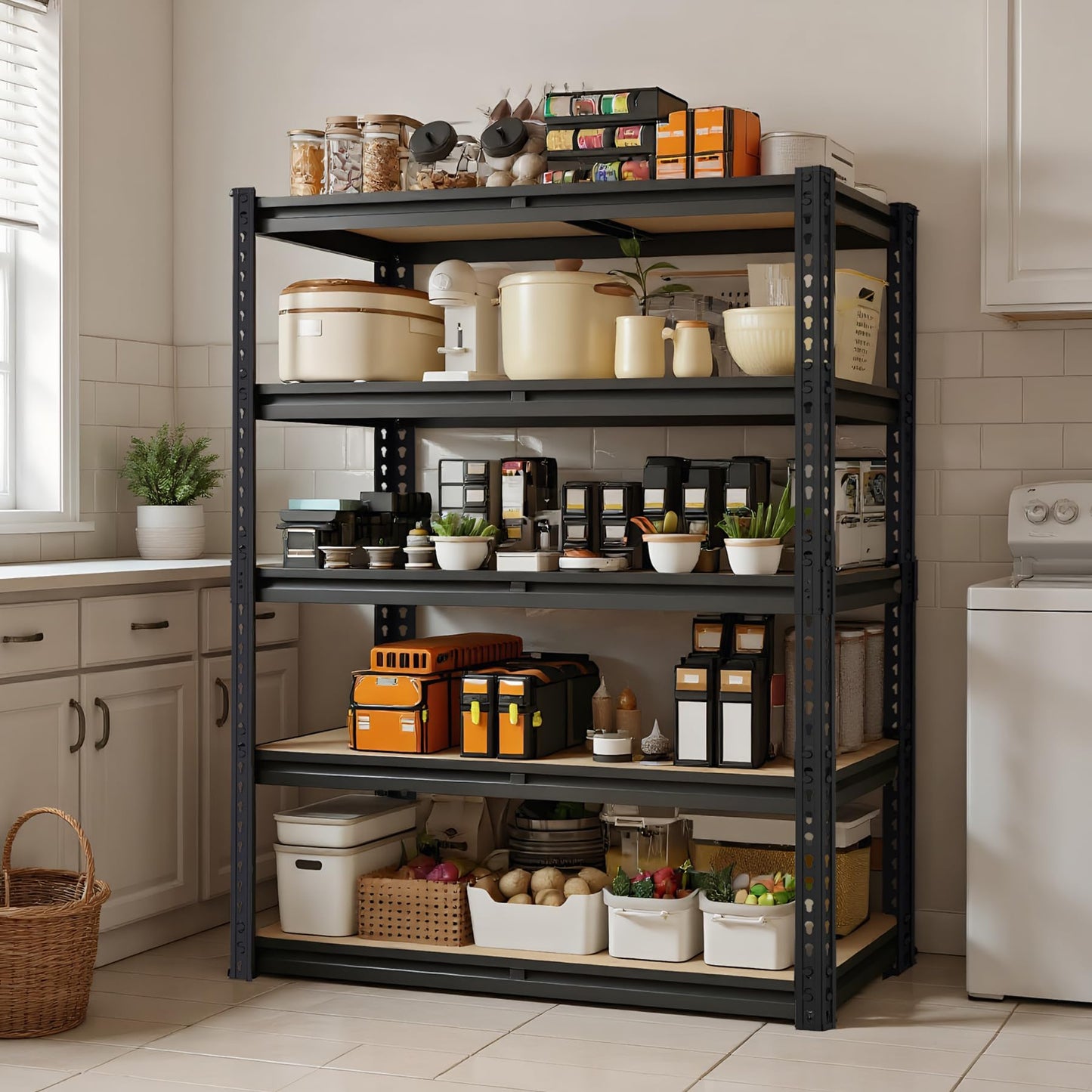 ZEUKMXOO Garage Storage Shelves, 72''H Shelving Units and Storage, 2400 LBS Heavy Duty Shelving, Metal Garage Shelves for for Basement, Warehouse, Pantry, Closet, Kitchen