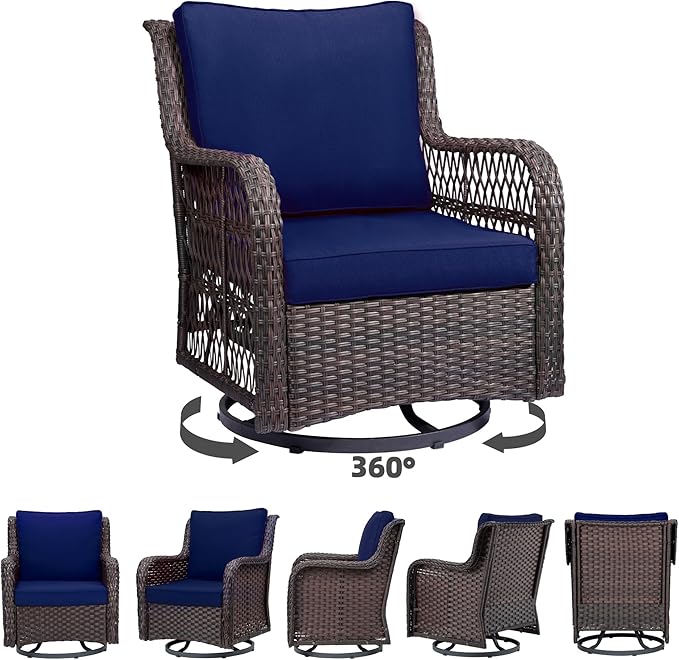 Towallmark Outdoor Swivel Wicker Glider Patio Chairs