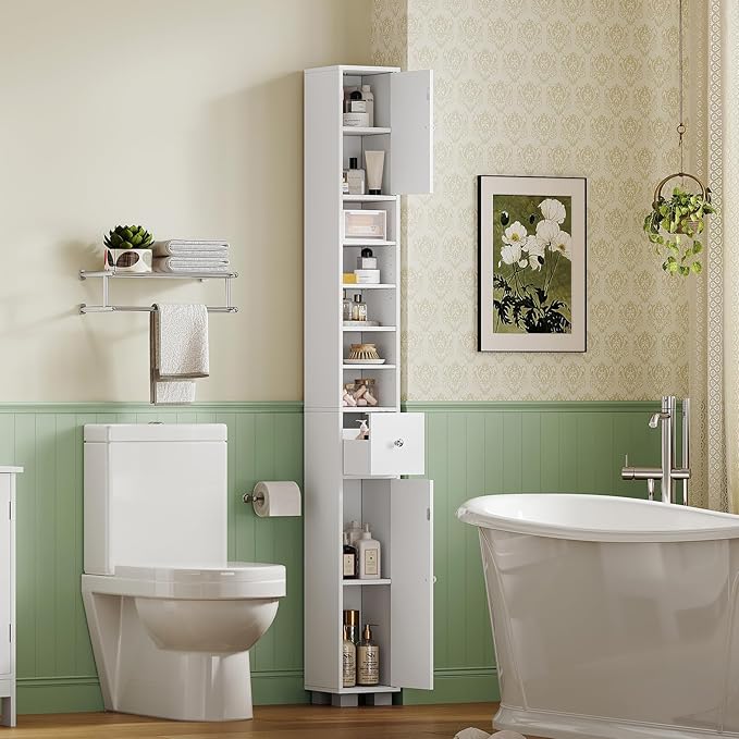 TEENFON Bathroom Cabinet, Narrow Bathroom Storage Cabinet