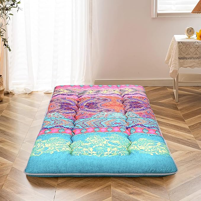 MAXYOYO Bohemian Floor Bed, Japanese Futon Mattress, Narrow Twin Single Bed
