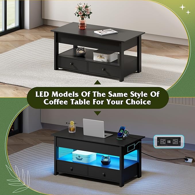 WLIVE Coffee Table, Lift Top Coffee Table
