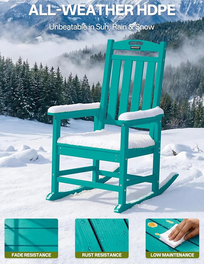 Outdoor Adirondack Rocking Chairs All-Weather HDPE Patio Rocker Chair