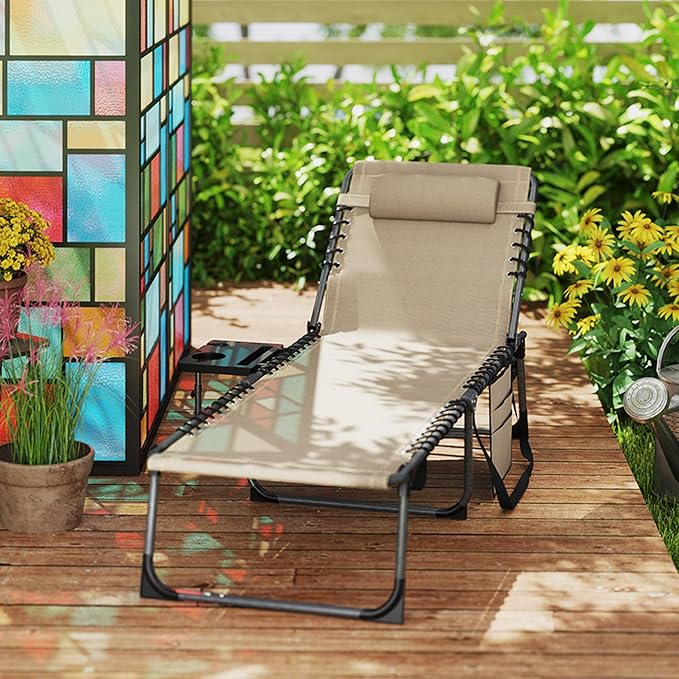 Outsunny Folding Chaise Lounge Chair Outdoor Tanning Chair