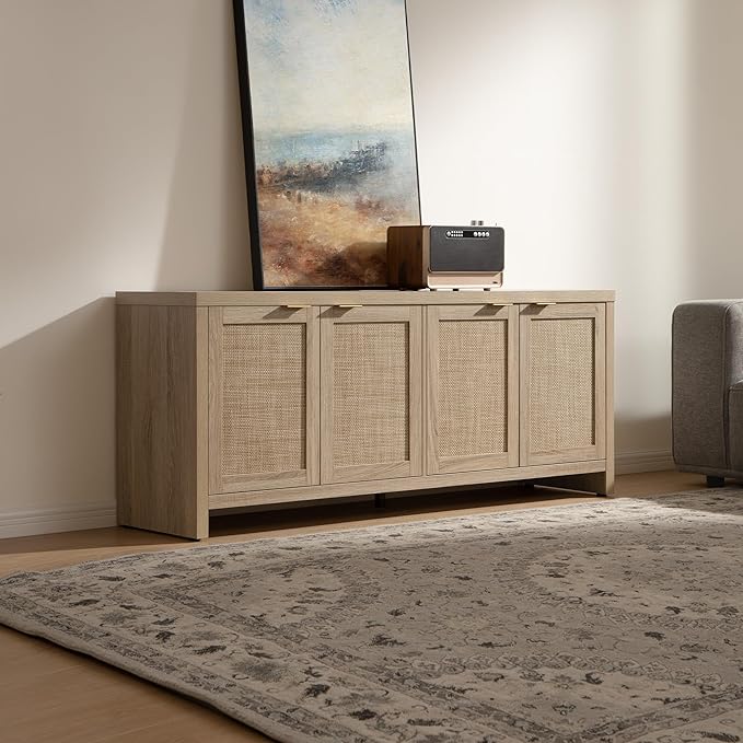 SICOTAS TV Stand for Living Room Boho Entertainment Center for Bedroom