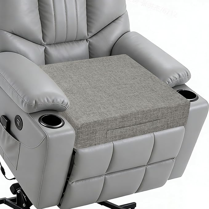 Recliner Cushions for Elderly 20X20X4 Inch Thick Seat Cushion for Recliner Chair with Non-Slip Bottom and Washable Cover Square Chair Cushions for Couch, Armchair, Floor (1, Light Grey)