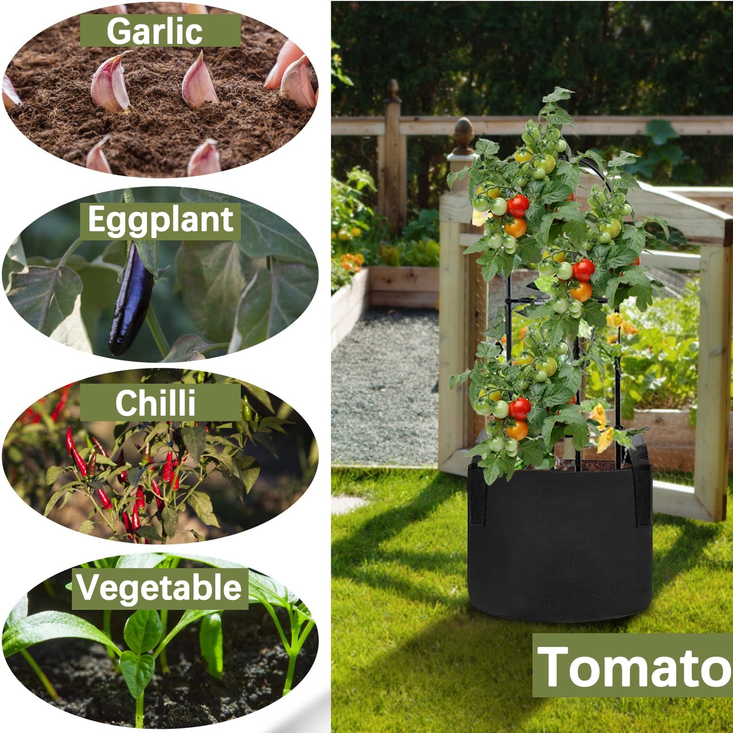 TCBWFY 5 Gallon Grow Bags,6 Pack Heavy Duty Thickened 300g Non-Woven Fabric Pots with Sturdy Handles,Garden Bags to Grow Vegetables Flowers