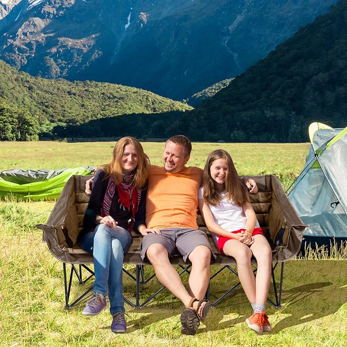 Huskfirm 3 Person Camping Chairs Folding Double Camping Chair Portable