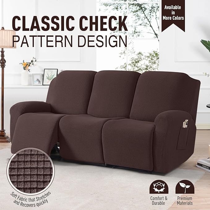 TAOCOCO Recliner Sofa Covers 8-Pieces Stretch Large Couch Covers