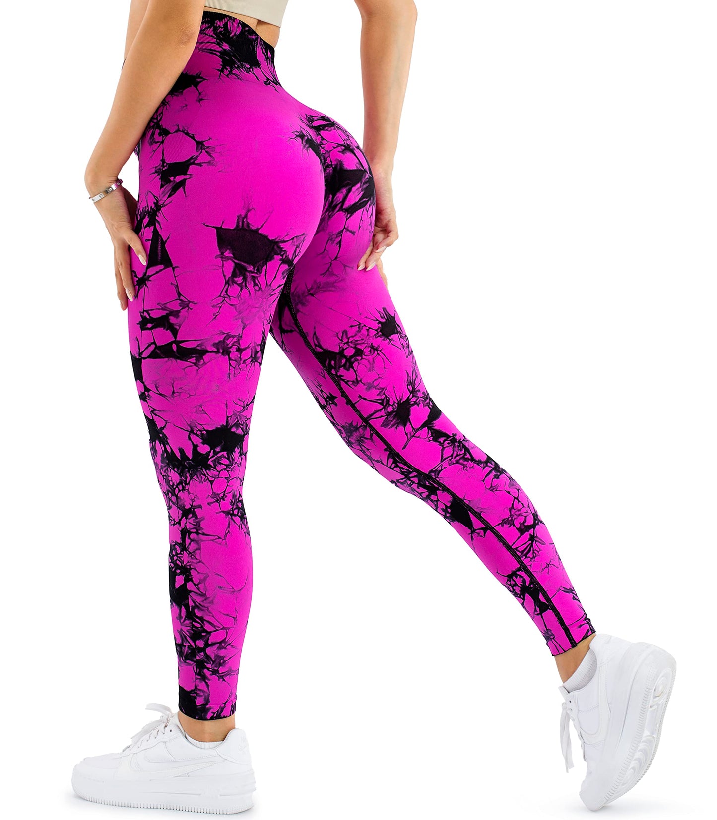 A AGROSTE Women Seamless Workout Leggings with Pockets Scrunch Butt Lifting Gym Leggings High Waisted Yoga Pants