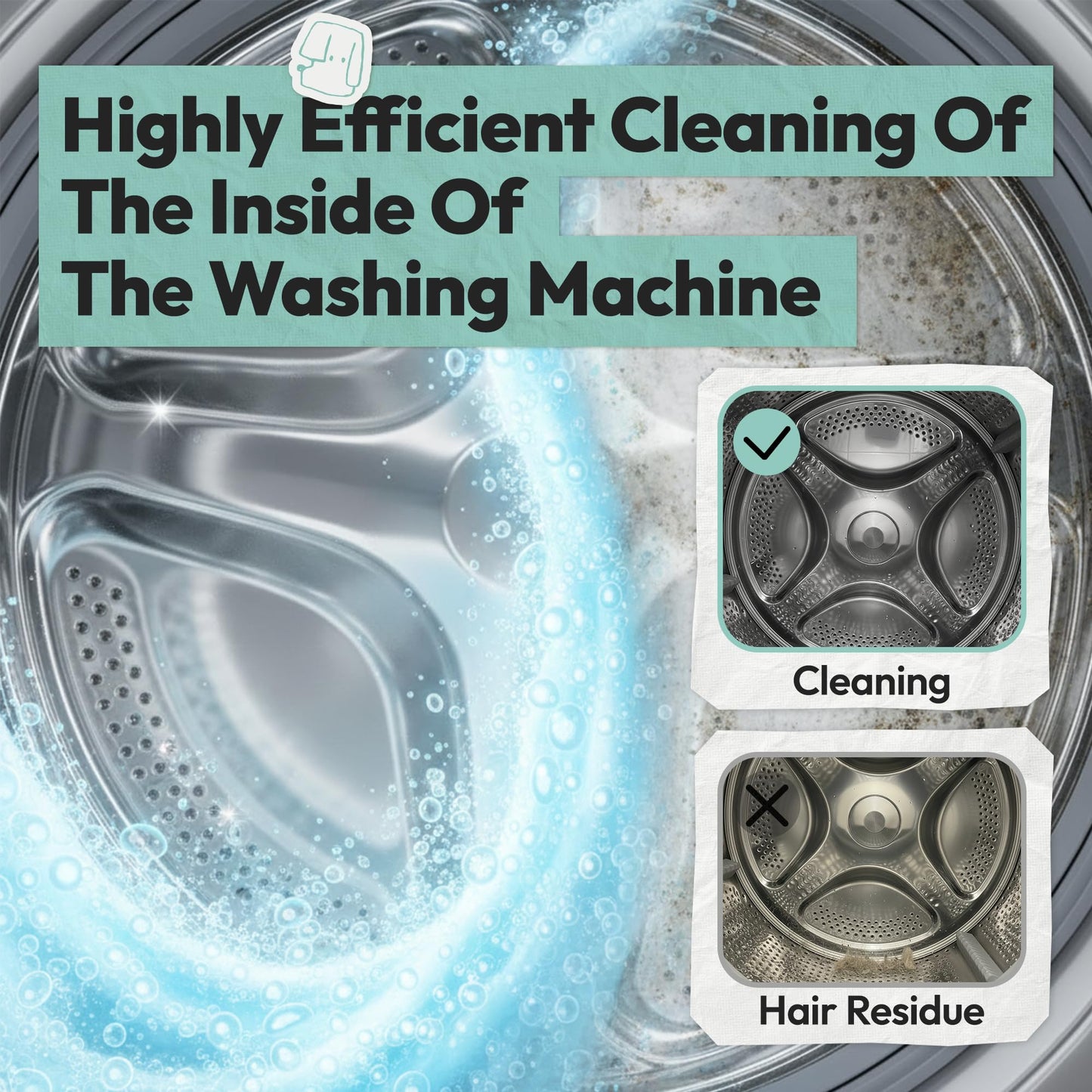Washing Machine Cleaner Tablets 24 Pack for Pet Owner- Deep Cleaning Descaler & Deodorizer for HE Front Load & Top Load Washers, Septic Safe, Eco-Friendly, 12 Month Supply