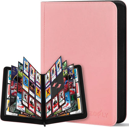 30 Pack 9 Pocket Card Binder, Premium Zip Trading Card Binder, 540 Large Capacity Side-Loading Card Storage Album, PU Card Collection Binder for Gifts, TCG, MTG, Baseball Football Sport Cards, Pink