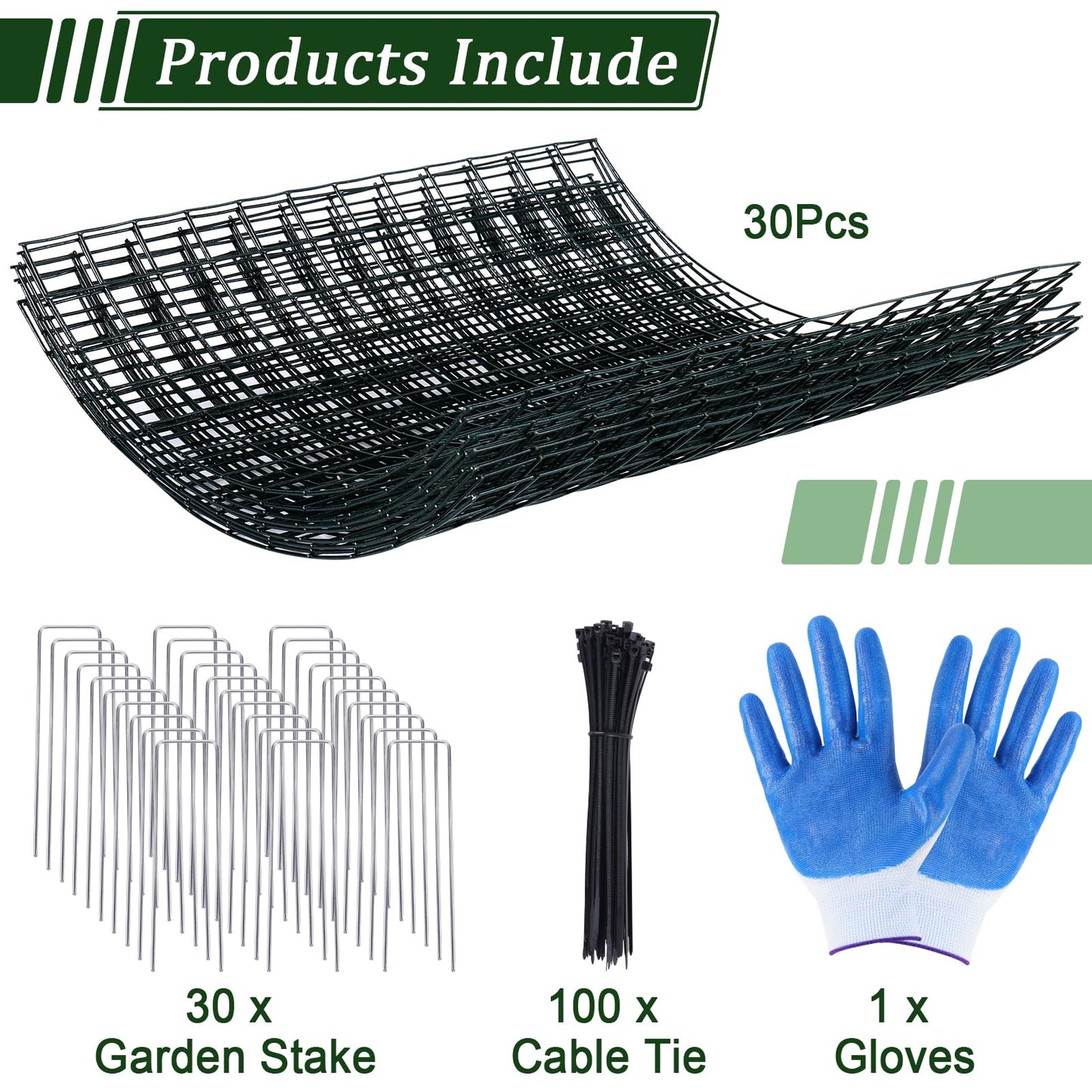 10 Pack Plant Protectors from Animals, 13.5" Dia X 14" H Wire Plant Protector Cage, 30pcs Metal Mesh Garden Cloches to Keep Rabbits, Squirrels and Chicken Out and Protection Vegetables Flowers Shrubs