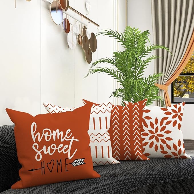 YCOLL Fall Pillow Covers 20x20 Set of 4, Modern Sofa Throw Pillow Cover