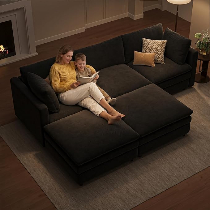 97" Cloud Couches for Living Room, 29.1" Deep Seat Modular Sectional Sofa