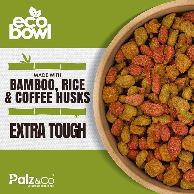 Palz&Co EcoBowl with Lid for Dogs & Cats, 80 oz Cinnamon - Natural Bamboo Pet Bowl with Non-Slip Base, Pet Food and Water Dish, Dishwasher Safe