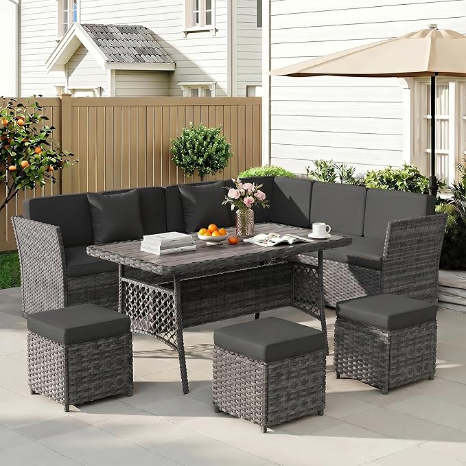 LOUVIXA 7 Pieces Patio Furniture Set, Outdoor Patio Furniture, Wicker