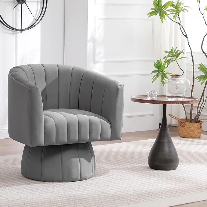Swivel Accent Barrel Chair, Cute Comfy Small Round 360° Arm Chair. Velvet Sofa