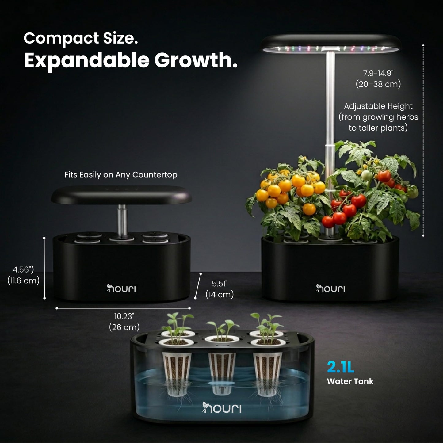 Nouri Hydroponics Growing System, 5 pod APP Smart Indoor Herb Garden Kit with LED Grow Lights, Hydroponic Herb Garden Indoor for Plant Lovers, Gardeners, Kitchen, Basil Seeds Included