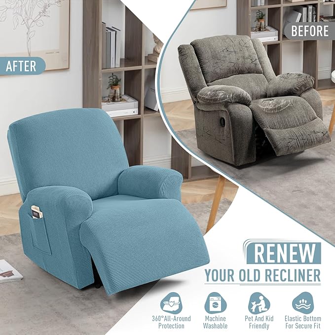TAOCOCO Recliner Cover 4-Pieces, Recliner Stretch Sofa Slipcover, Recliner