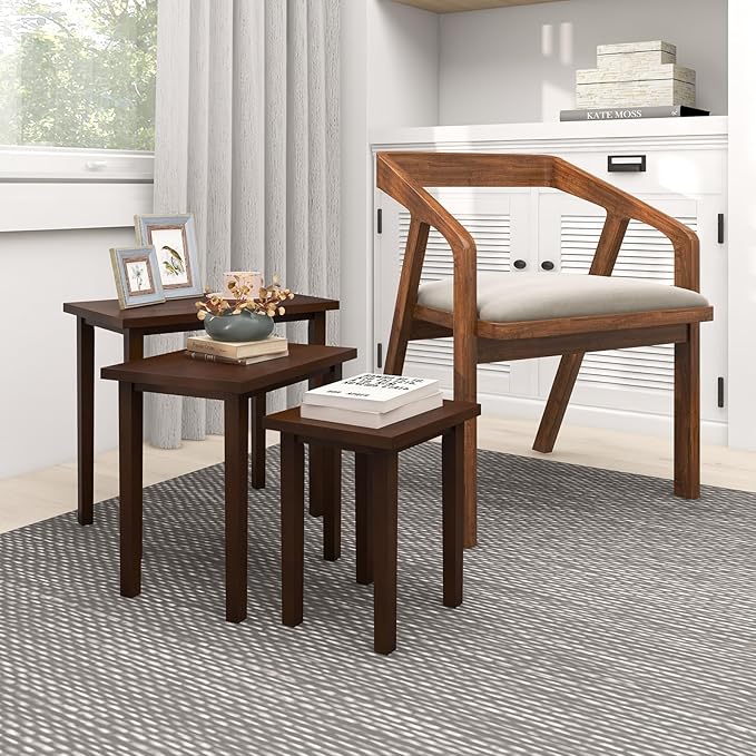 Giantex Nesting Tables Set of 3, Farmhouse Stacking Side Table