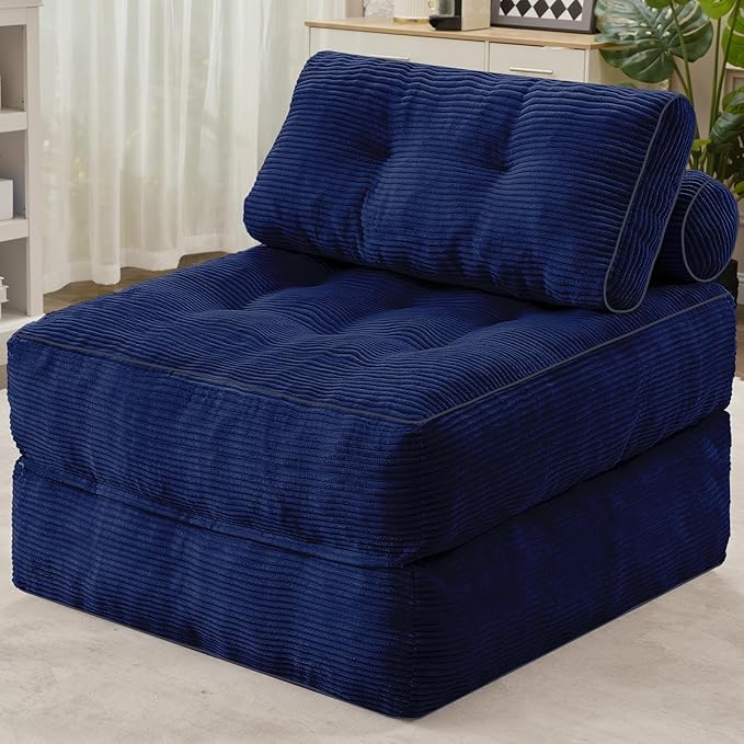HABUTWAY Folding Sofa Bed, Convertible Sleeper Chair Bed w/Dual-Pillow & Handle