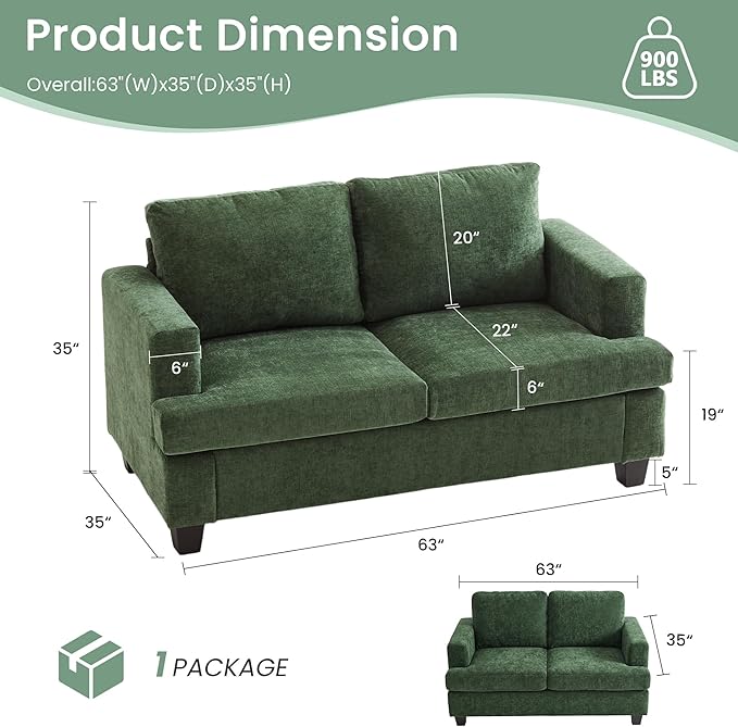 YOUDENOVA Sofa Couch, 3 Piece Set Comfy Sofa, 2 Loveseat & 3 Seater Sofa
