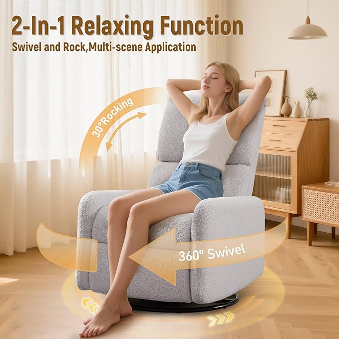 Korser 360° Rocking Chair, Nursery Rocker Chair