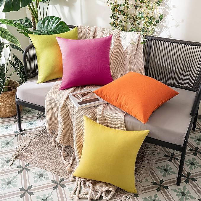 MIULEE Pack of 2 Decorative Outdoor Solid Waterproof Throw Pillow Covers Faux