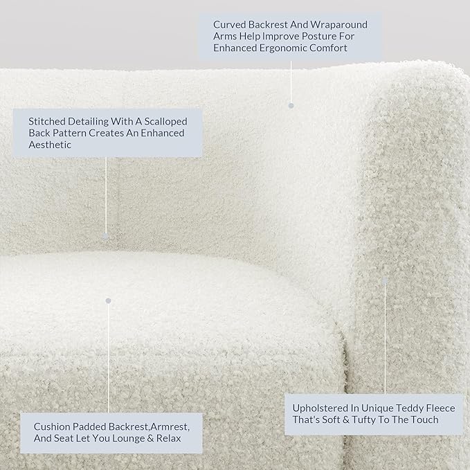 BELLEZE Accent Barrel Chair, Linen Round Chair Club Tub Sofa Corner Chair