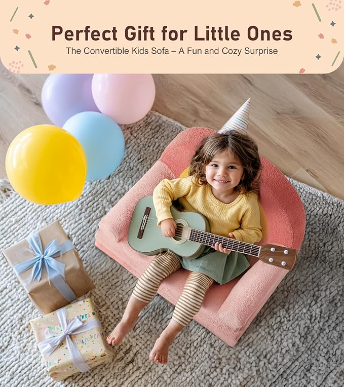 little dove Extra Wide Soft Toddler Couch Fold Out, Comfy Toddler Chair