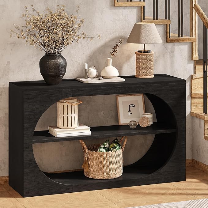 55-Inch Entryway Table with Storage, 3-Tier Console Tables, Behind Couch Table