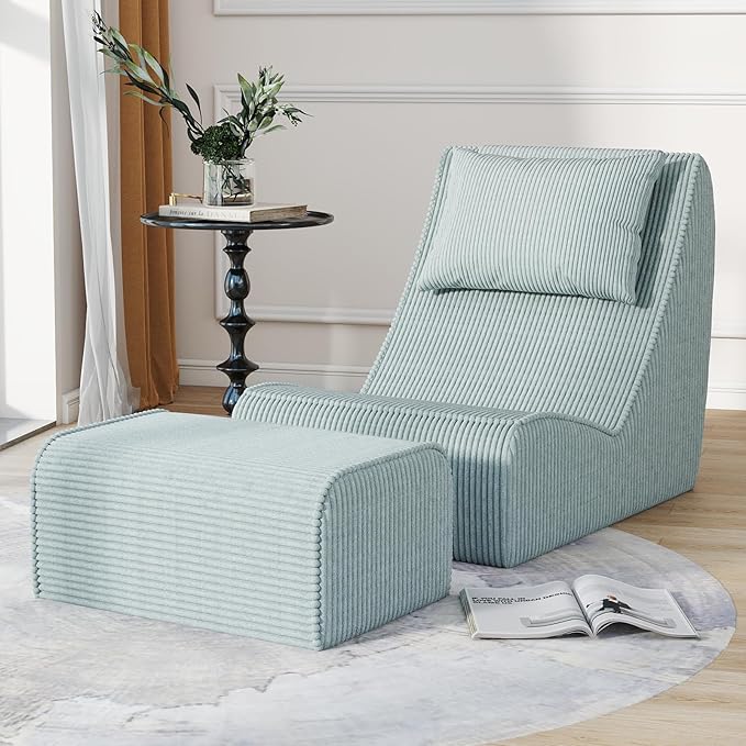 Giant Bean Bag Chair for Adults, Corduroy Chaise Lounge