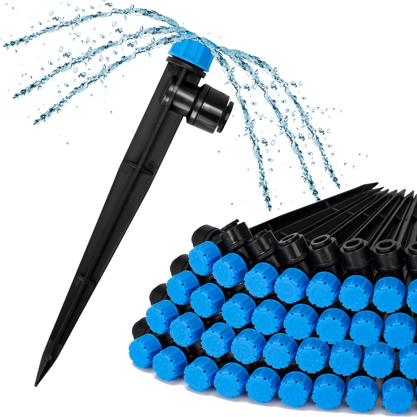Bonviee 40-Pack 1/4” Push-to-Connect Drip Irrigation Emitters – Adjustable Quick-Install Precision Watering Stakes for Garden, Raised Beds & Greenhouse