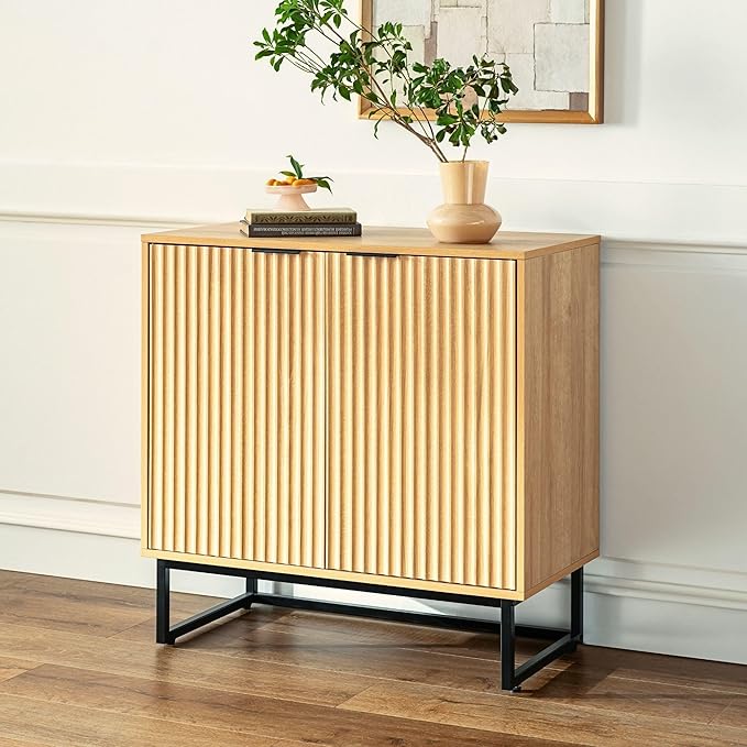 EYYTHUNG Fluted Cabinet with Storage, Sideboard Buffet Cabinet with Adjustable