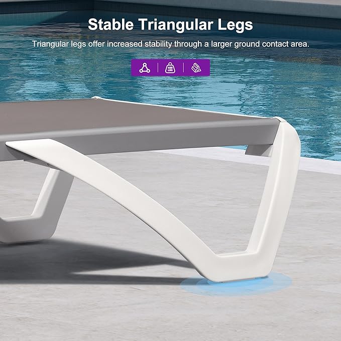PURPLE LEAF Patio Chaise Lounge Chair Set Outside Aluminum Plastic Stackable