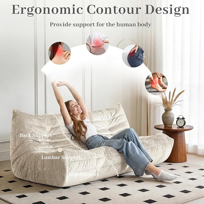 Bean Bag Chair, 3 Seater Fireside Chair, Giant Bean Bag Chairs