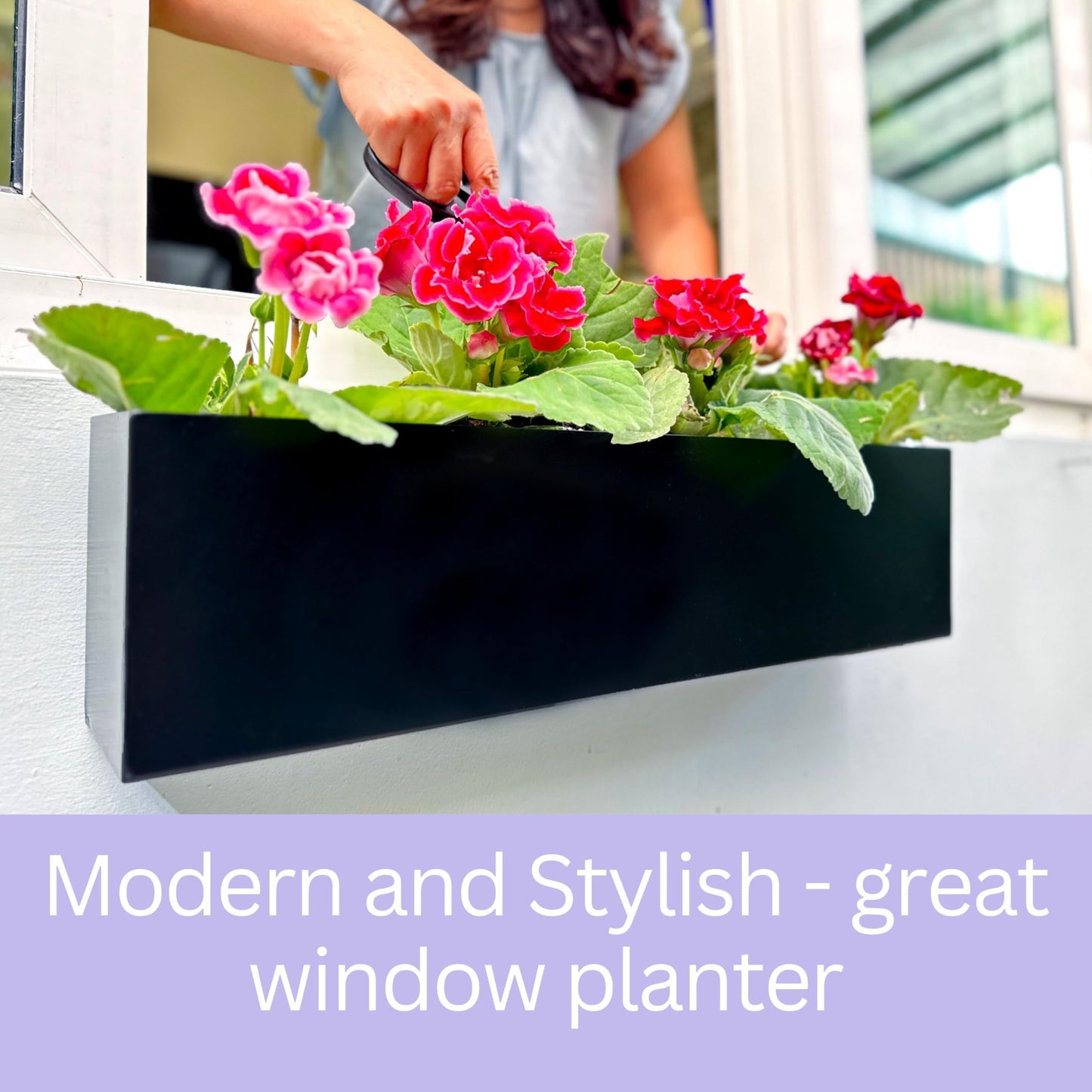 LaLaGreen Wall Planters for Outdoor Plants (30 Inch, 4 Pack) Carbon Steel Black Metal Hanging Flower Pots Outdoor for Succulents, Wall Mount Rectangular Long Window Sill Box Fence Deck Garden Decor